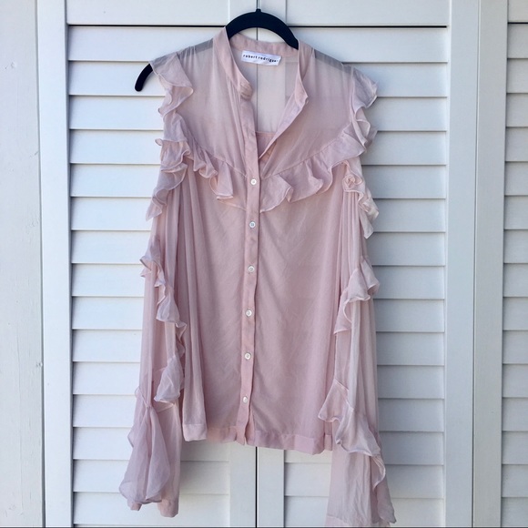 ROBERT RODRIGUEZ 🌸 Silk Cold Shoulder Blouse NWT - Picture 5 of 6